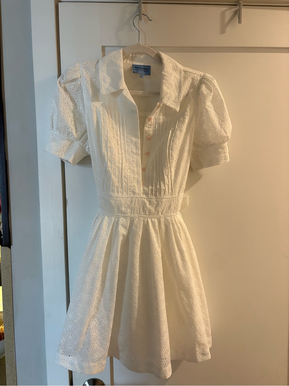 Reformation X Devon Lee Carlson White Eyelet Dress